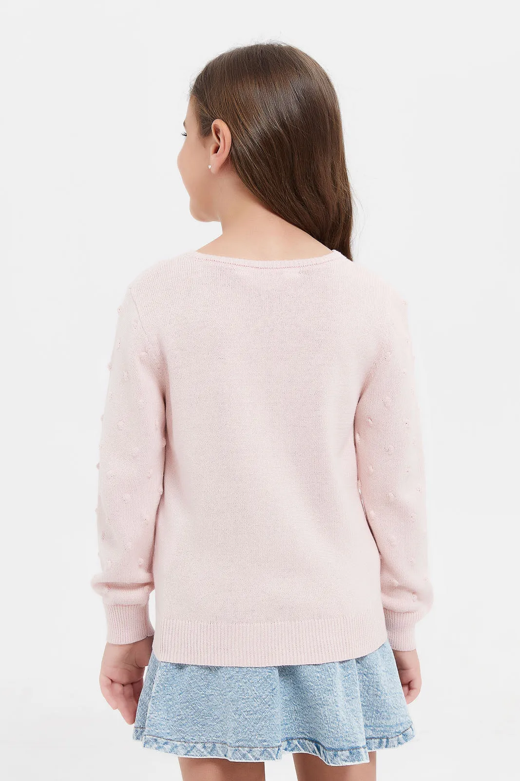 Girls Pink Knitted Pullover