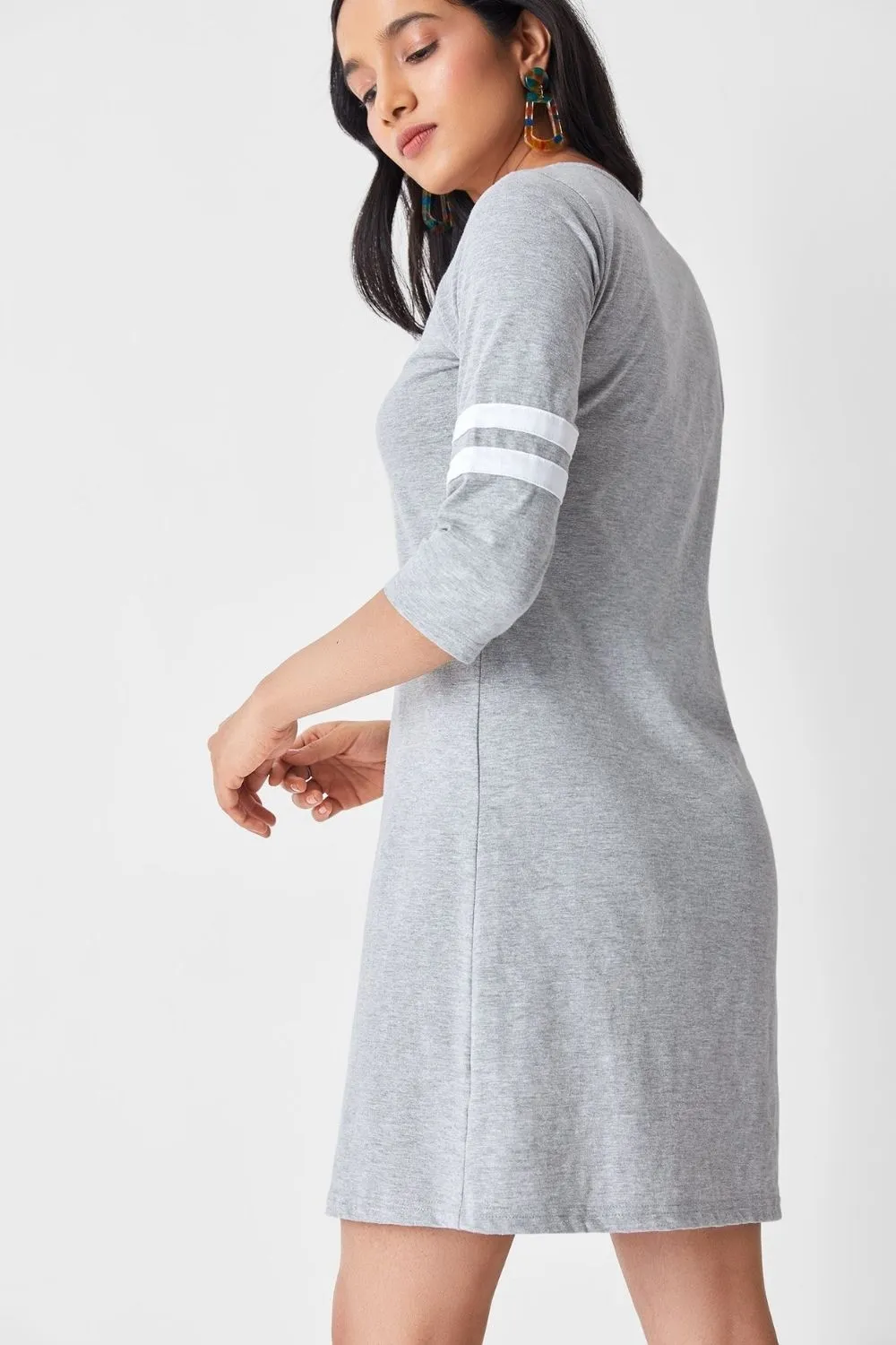 Grey Stripe Sporty Dress