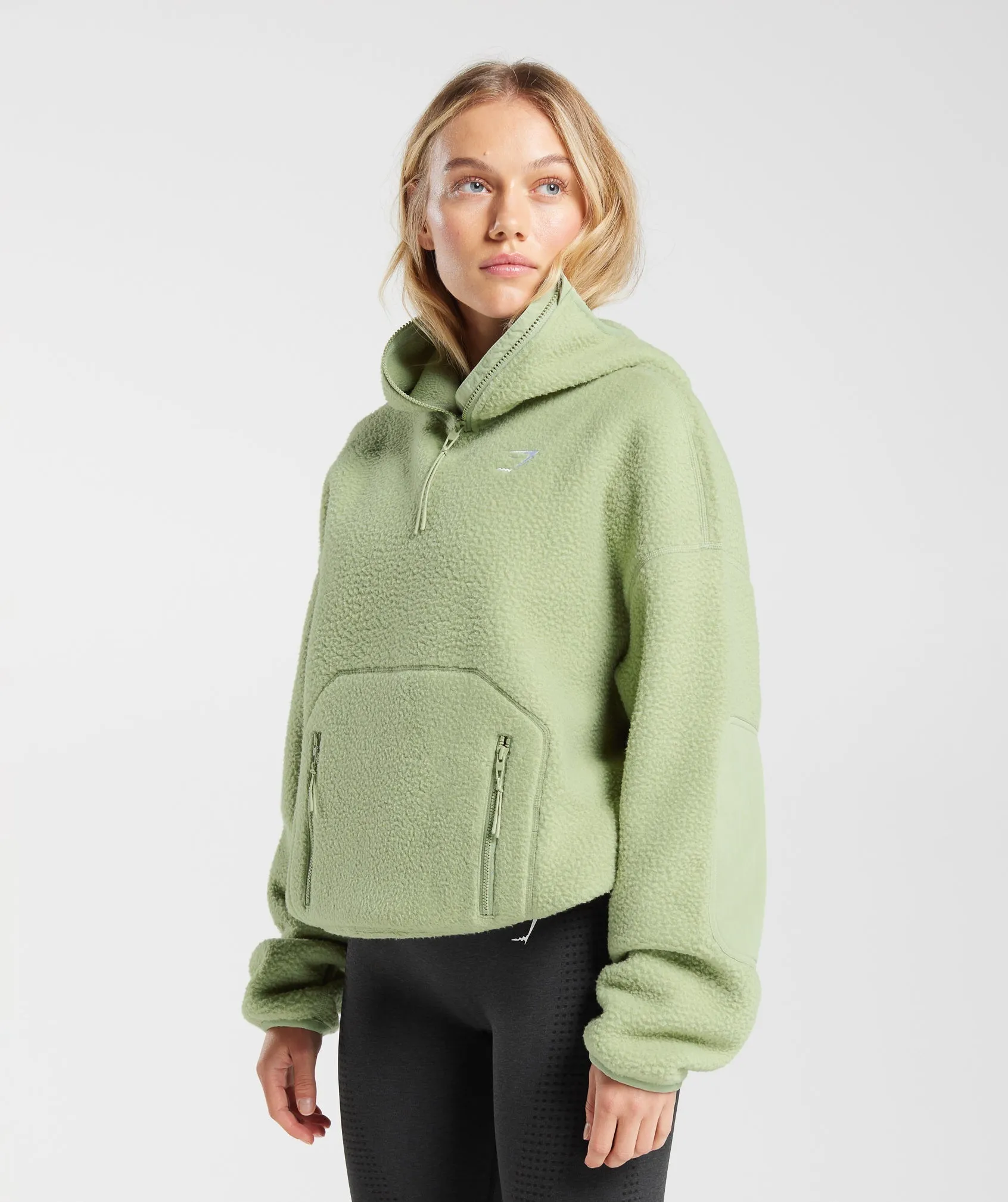 Gymshark Holt Textured Fleece - Light Sage Green