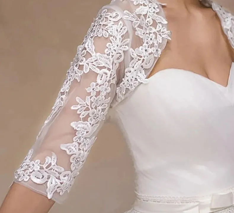 Half Sleeve Wedding Jacket Lace Bridal Bolero Shrugs Wrap Wedding Accessory