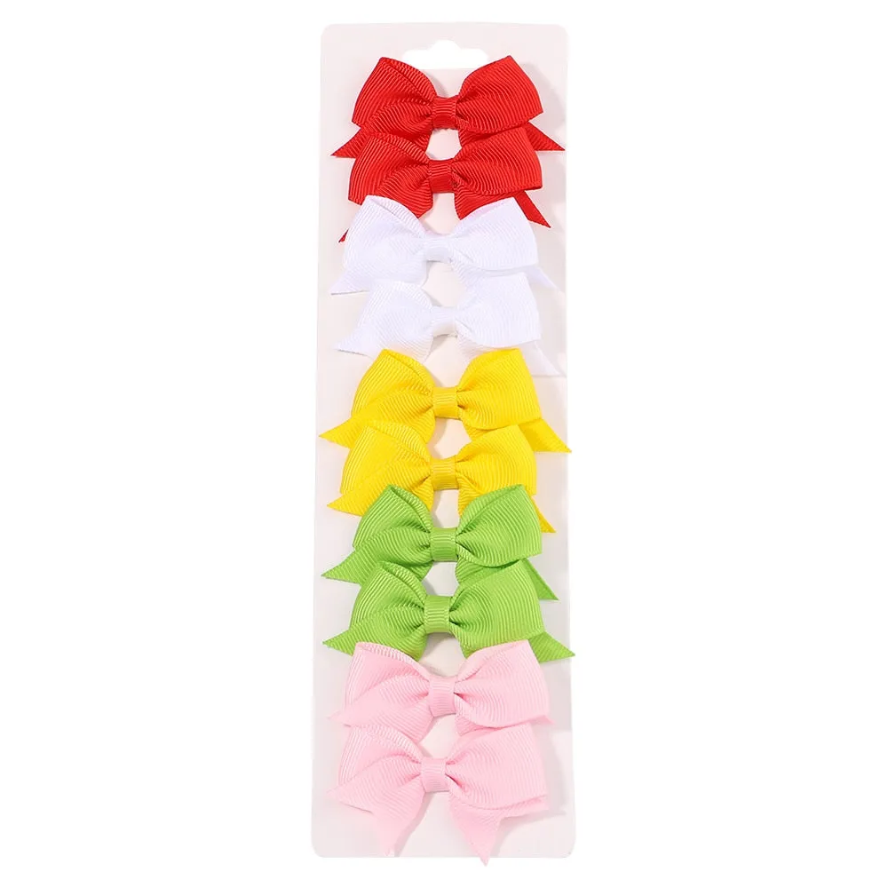 Handmade Bow Hair Clip Set - Pack of 10