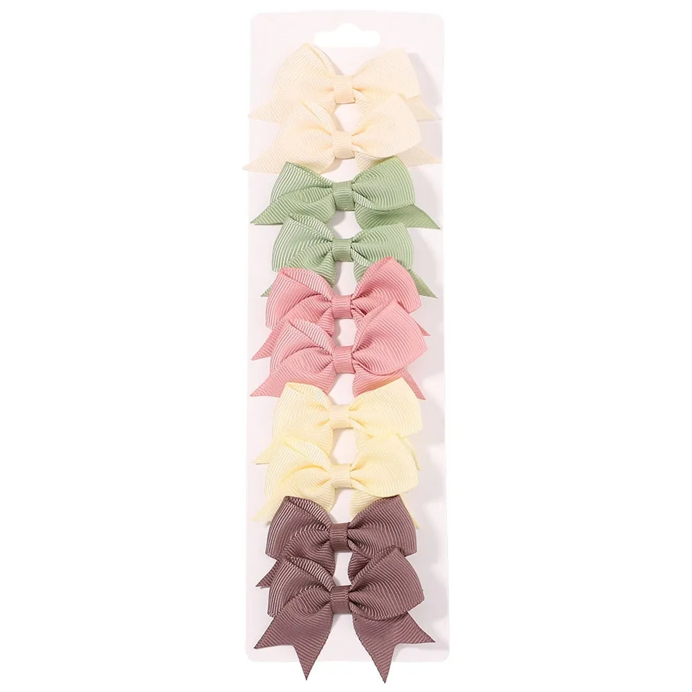 Handmade Bow Hair Clip Set - Pack of 10