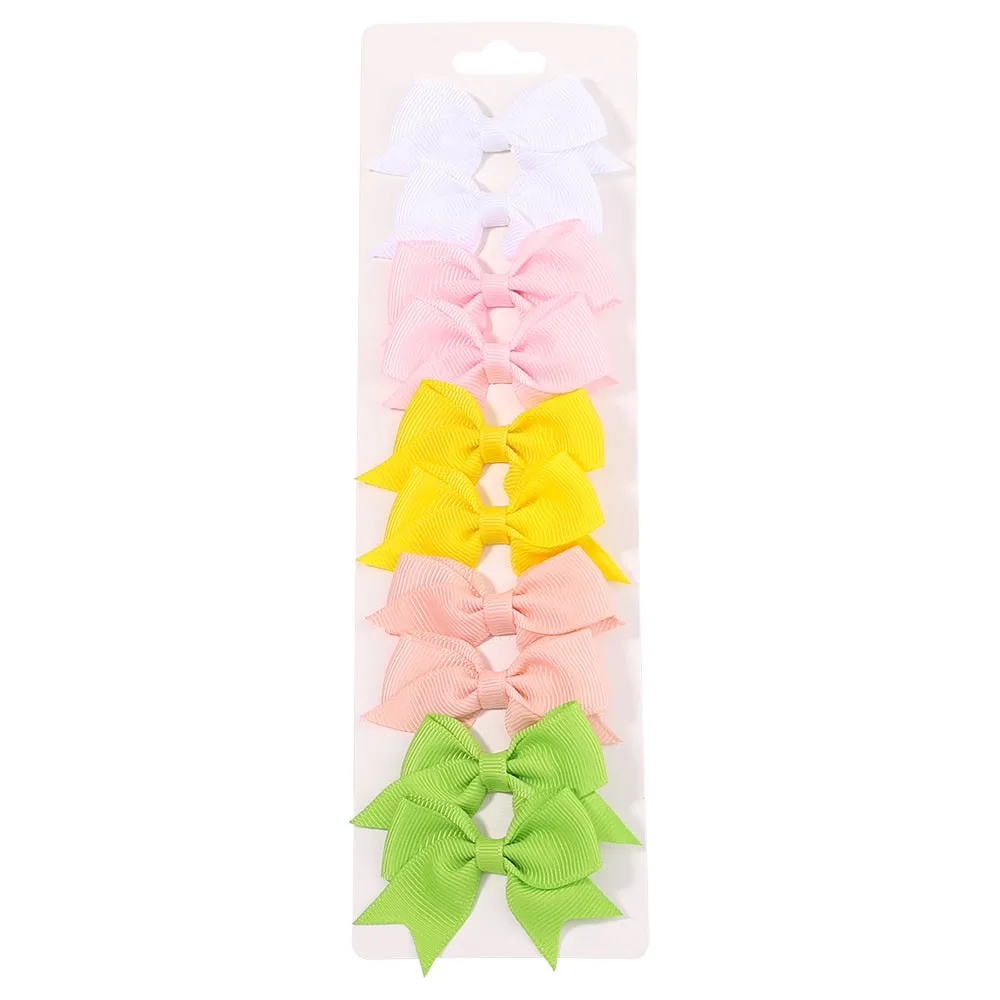 Handmade Bow Hair Clip Set - Pack of 10