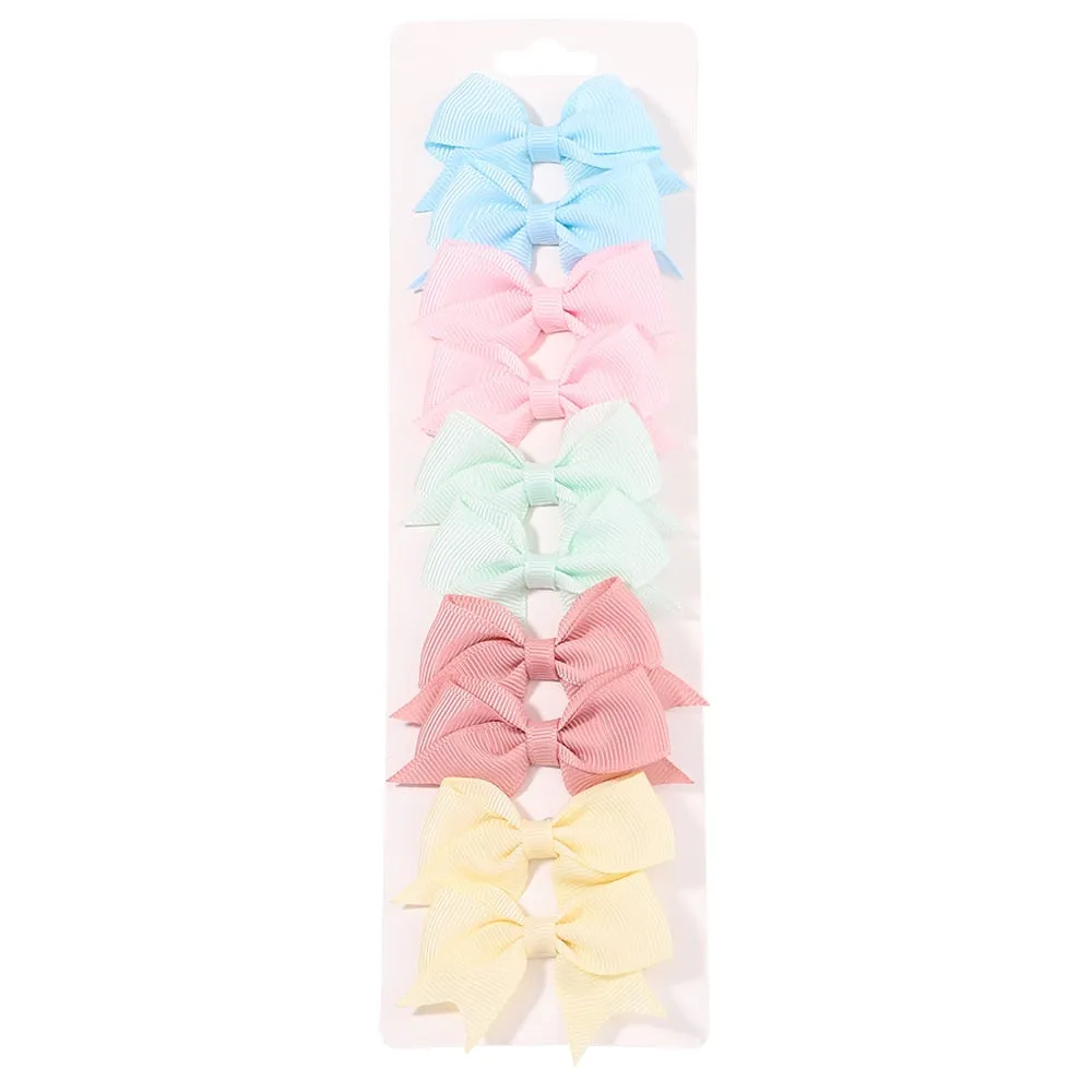 Handmade Bow Hair Clip Set - Pack of 10