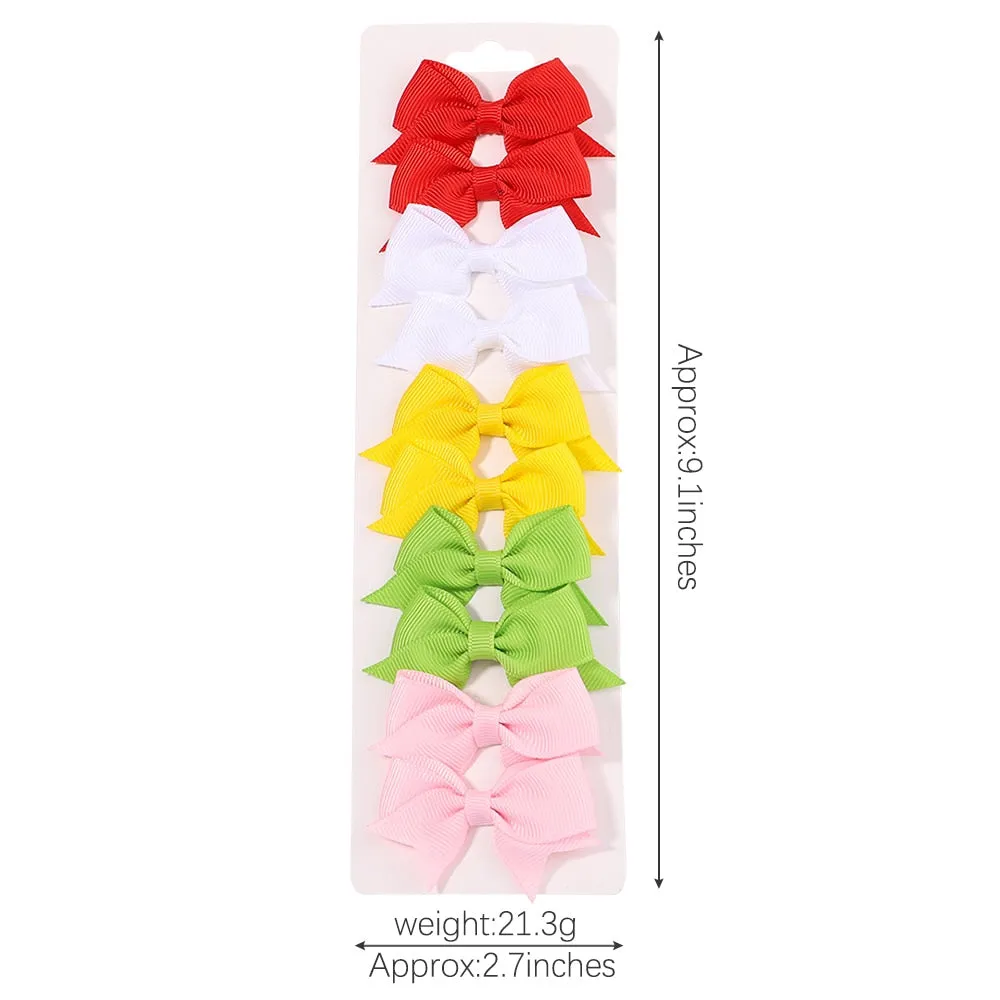 Handmade Bow Hair Clip Set - Pack of 10