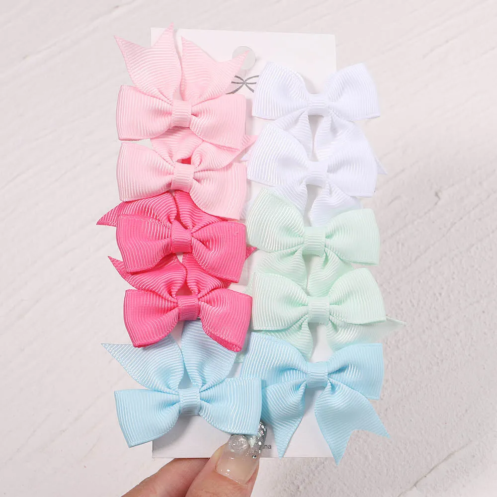 Handmade Bow Hair Clip Set - Pack of 10