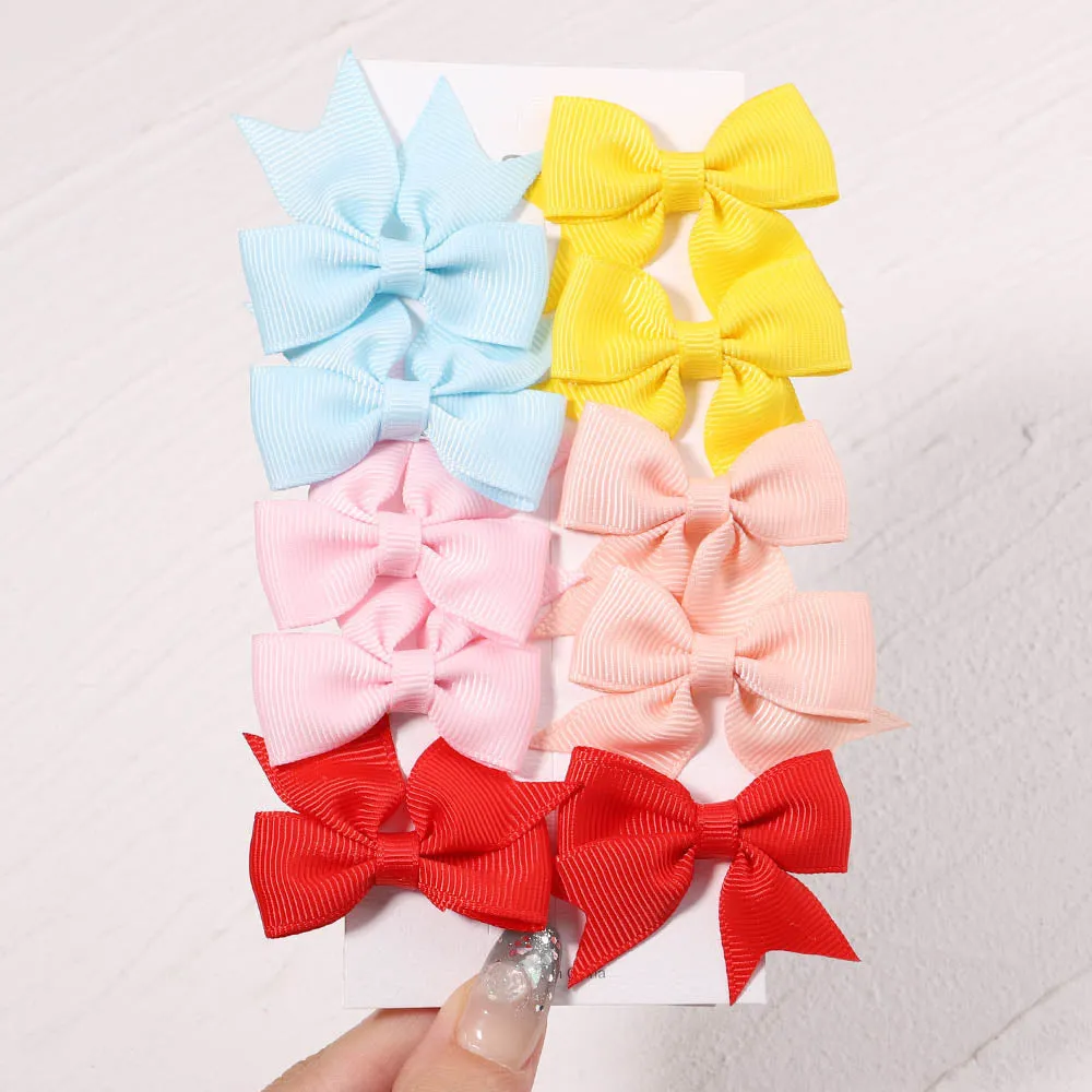 Handmade Bow Hair Clip Set - Pack of 10