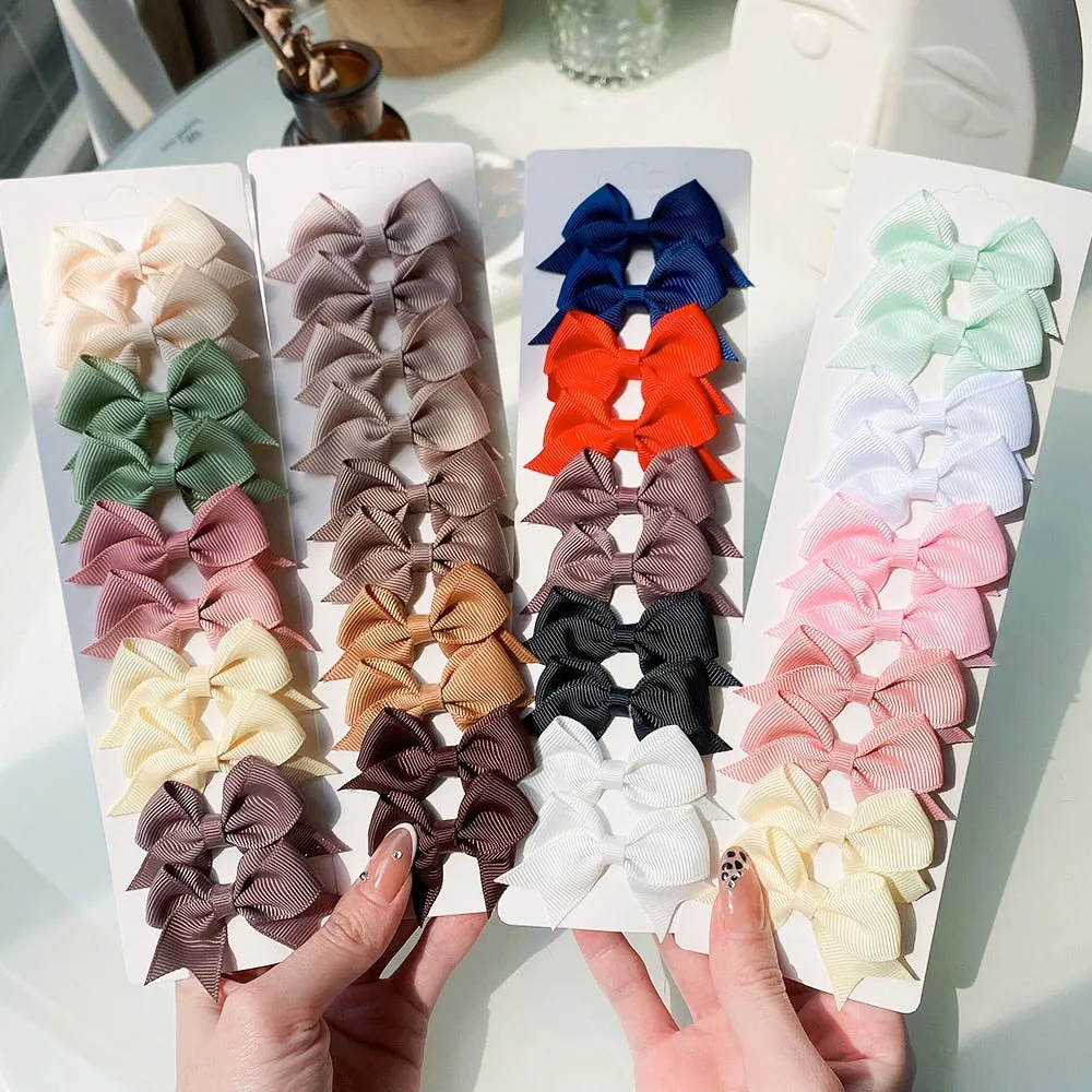 Handmade Bow Hair Clip Set - Pack of 10