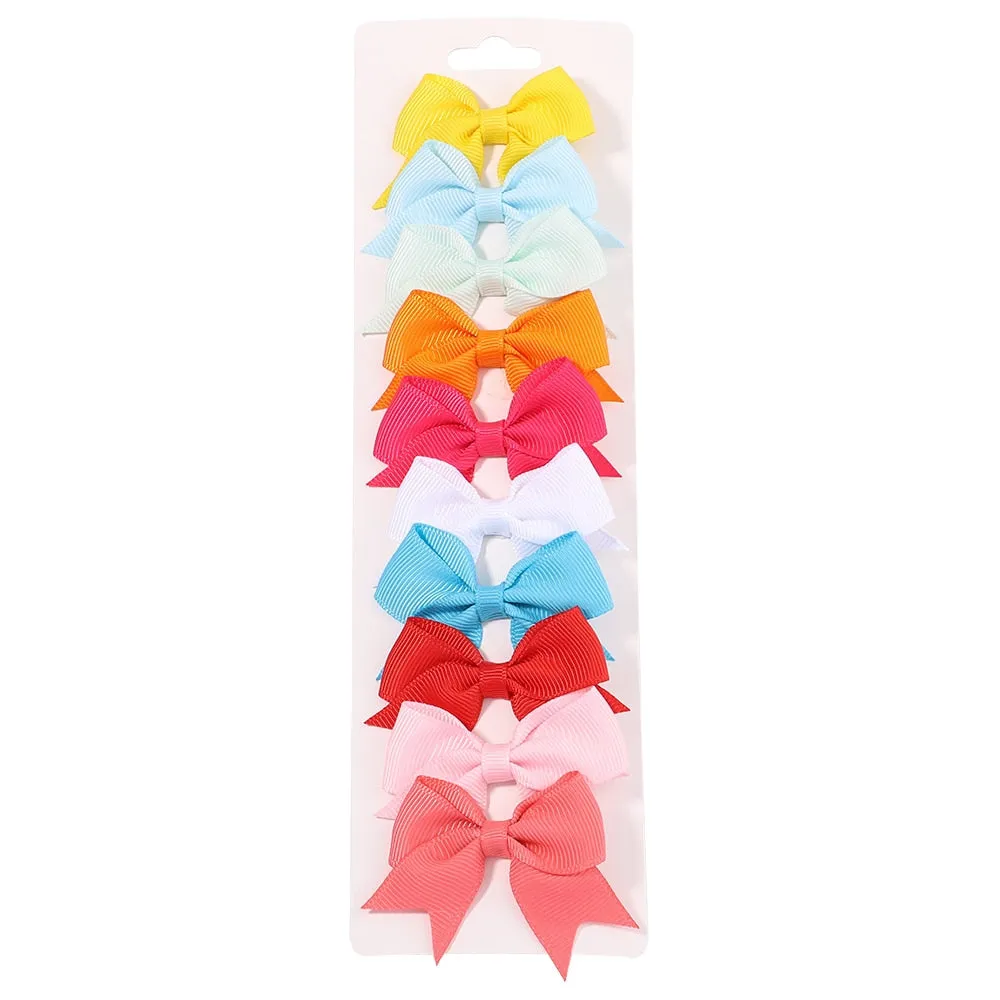 Handmade Bow Hair Clip Set - Pack of 10