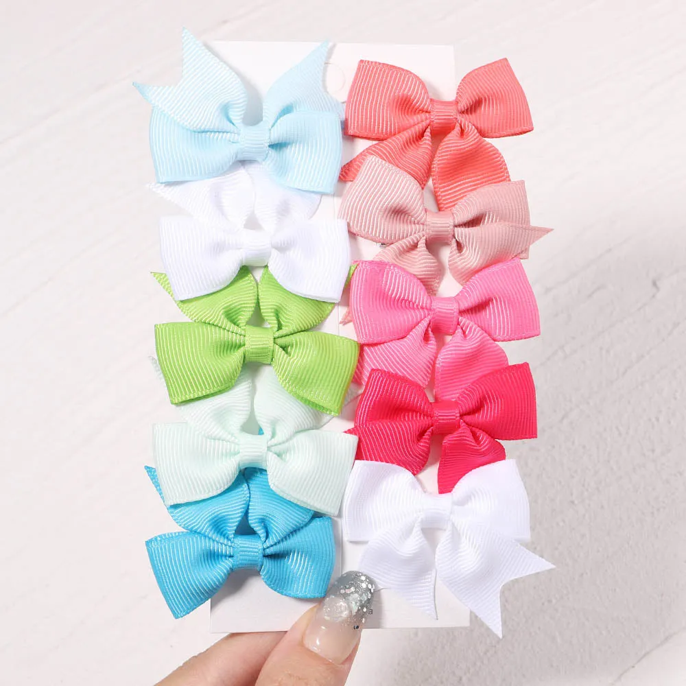 Handmade Bow Hair Clip Set - Pack of 10