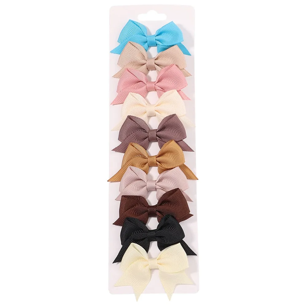 Handmade Bow Hair Clip Set - Pack of 10