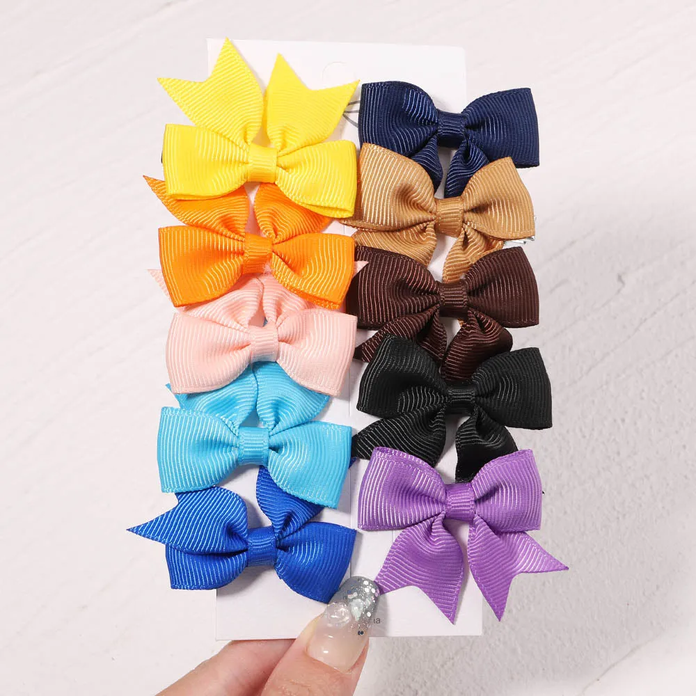 Handmade Bow Hair Clip Set - Pack of 10