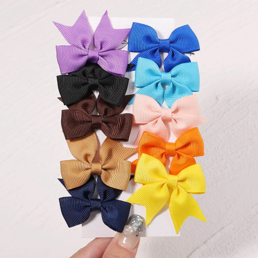 Handmade Bow Hair Clip Set - Pack of 10