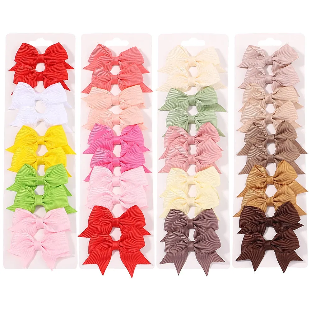 Handmade Bow Hair Clip Set - Pack of 10