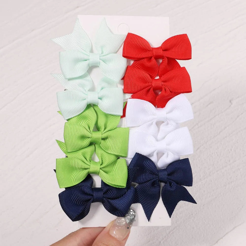 Handmade Bow Hair Clip Set - Pack of 10