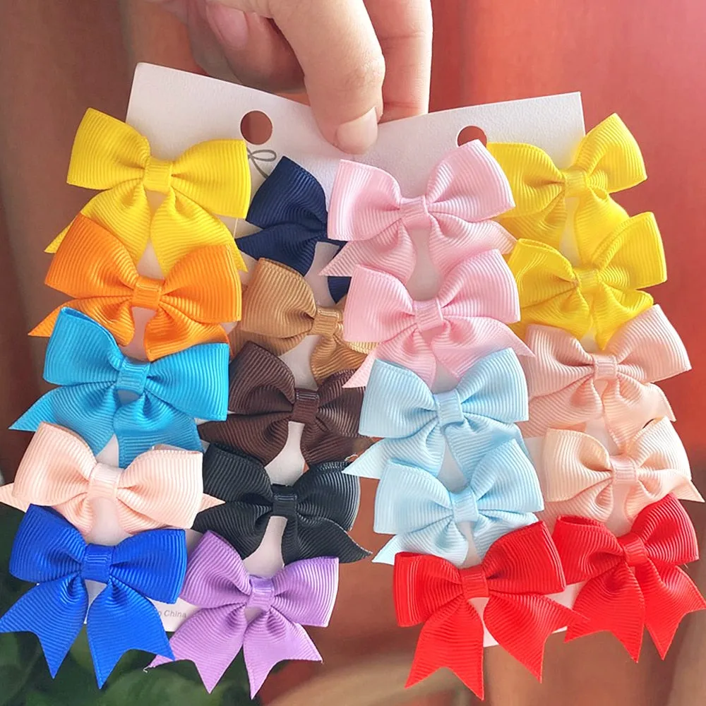 Handmade Bow Hair Clip Set - Pack of 10