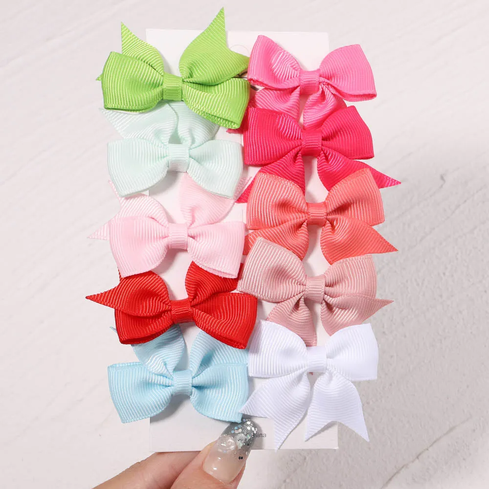 Handmade Bow Hair Clip Set - Pack of 10