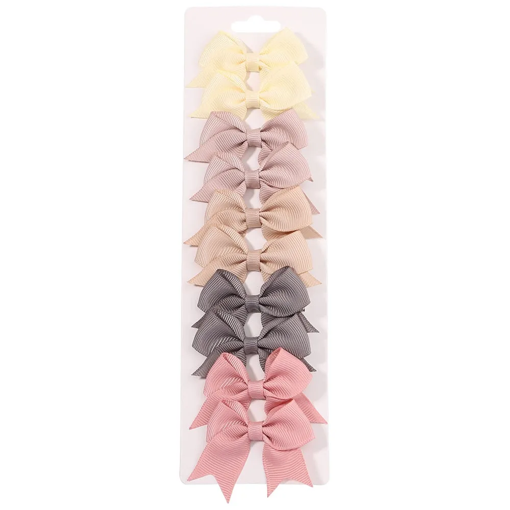 Handmade Bow Hair Clip Set - Pack of 10