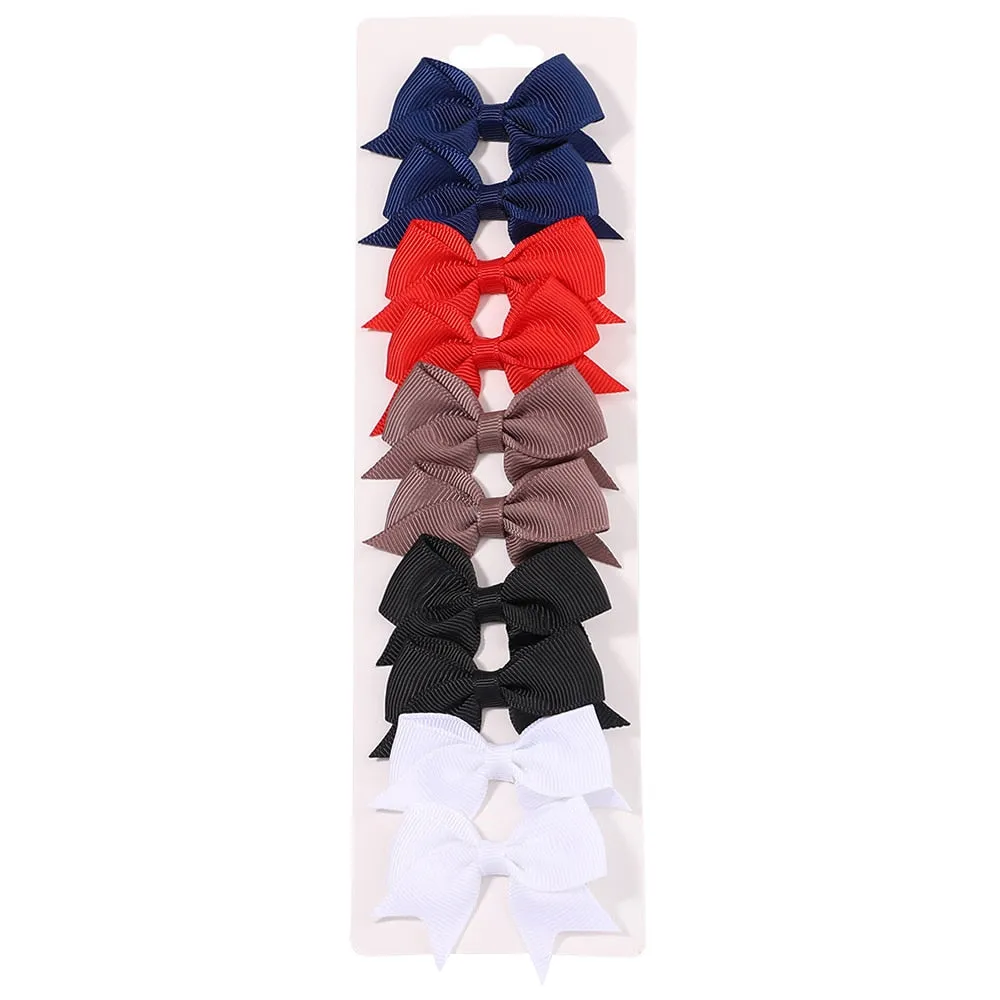 Handmade Bow Hair Clip Set - Pack of 10