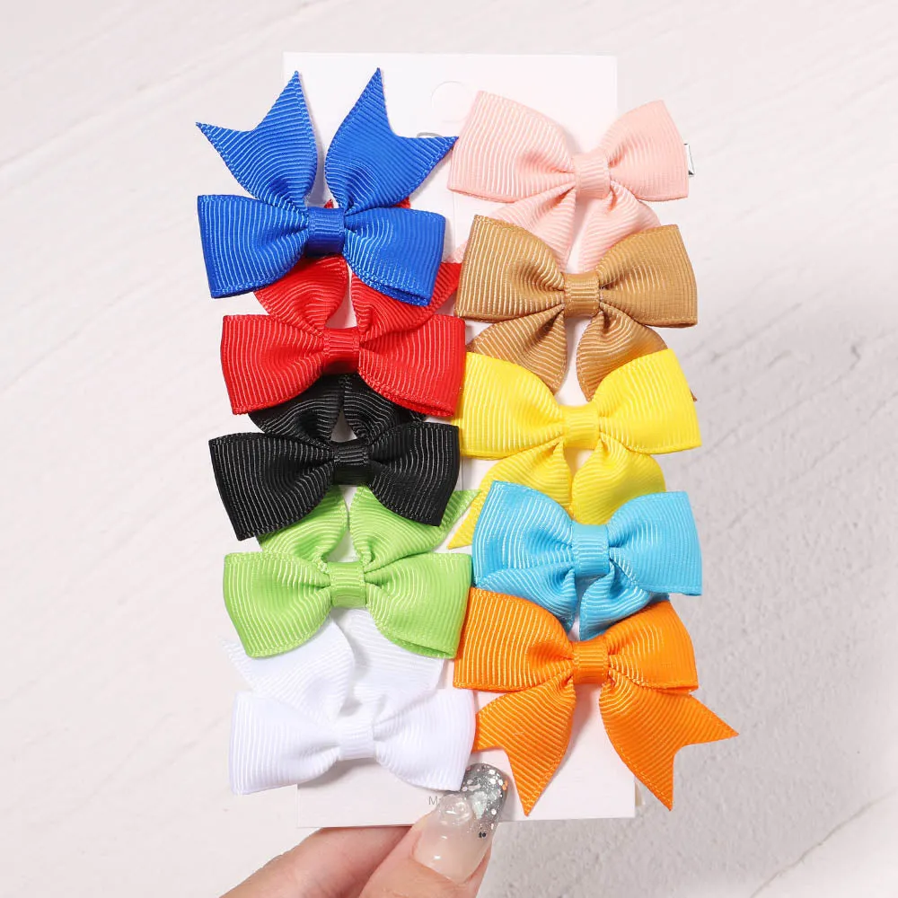 Handmade Bow Hair Clip Set - Pack of 10