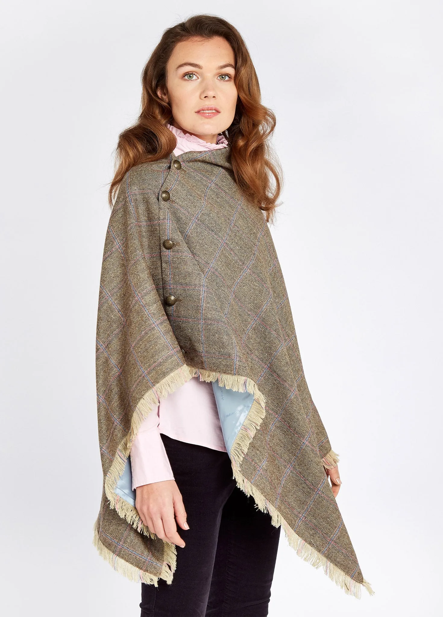 Hazelwood Tweed Poncho - Woodrose