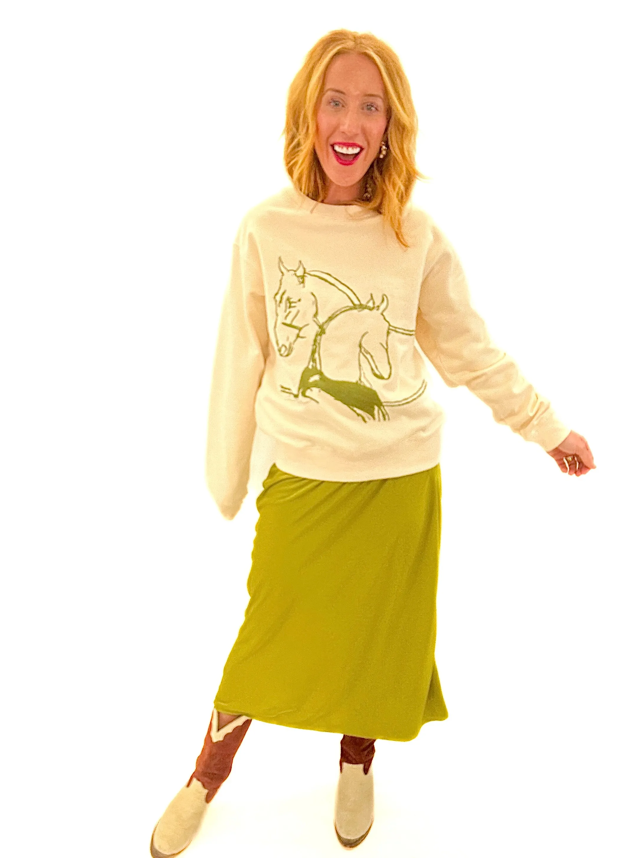 Horse Play Sweatshirt In Ivory