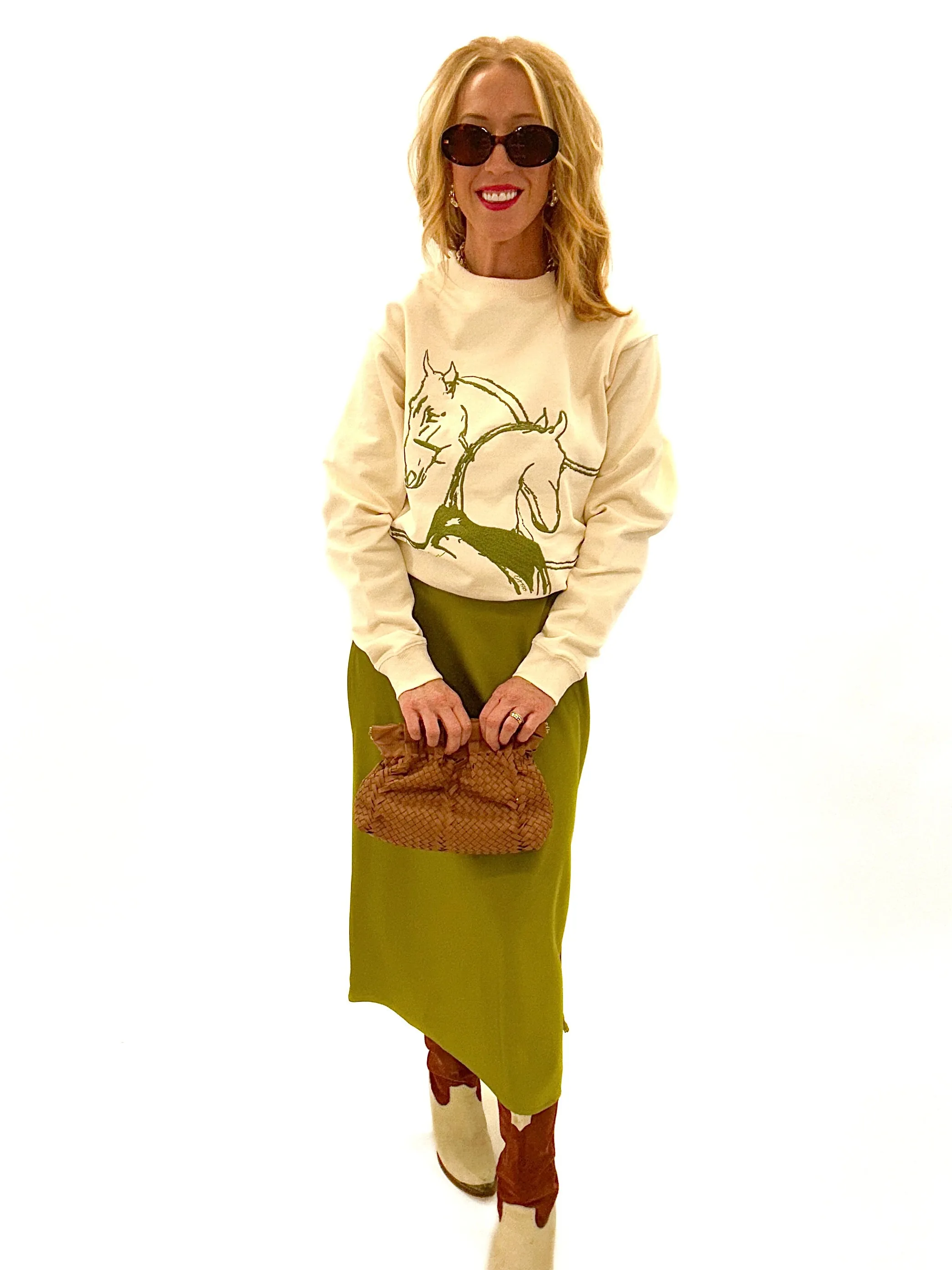 Horse Play Sweatshirt In Ivory