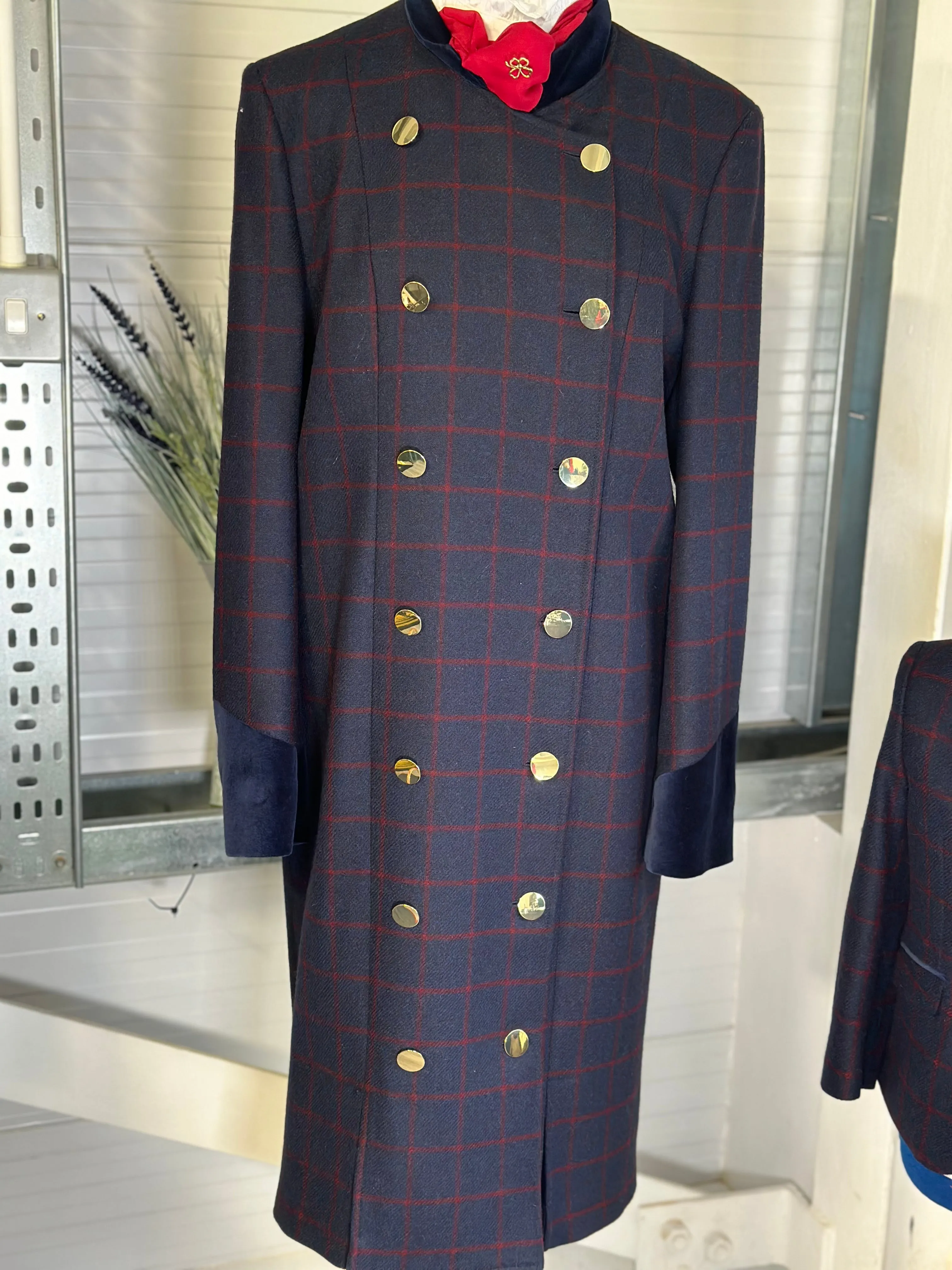 IN STOCK: UNIQUE NAVY TWEED DRESS COAT