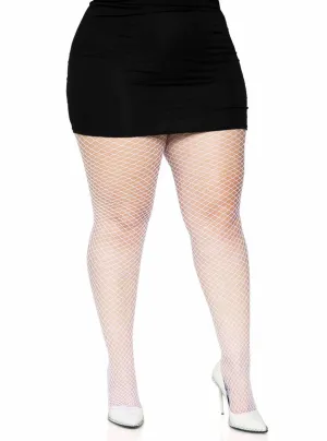 Industrial Net Plus Size White Spandex Pantyhose