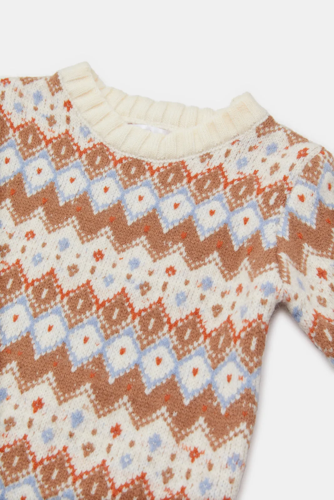 Infant Boys Cream Fair Isle Heavy Pullover