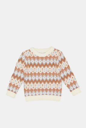 Infant Boys Cream Fair Isle Heavy Pullover