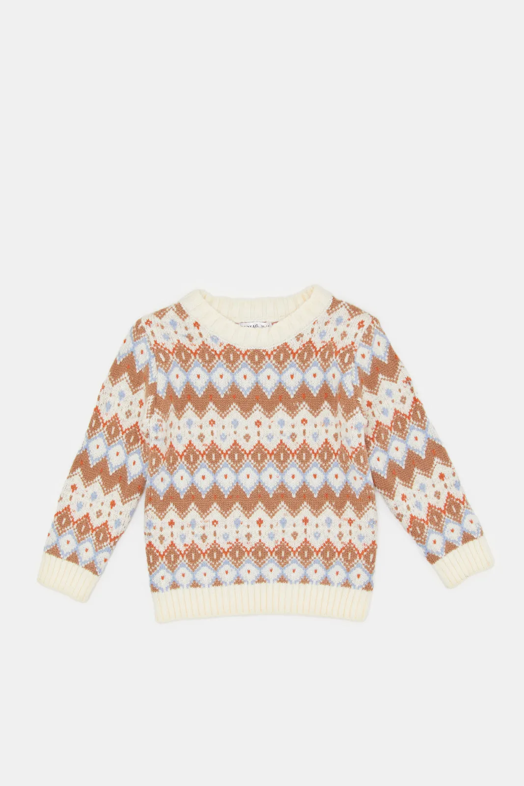 Infant Boys Cream Fair Isle Heavy Pullover