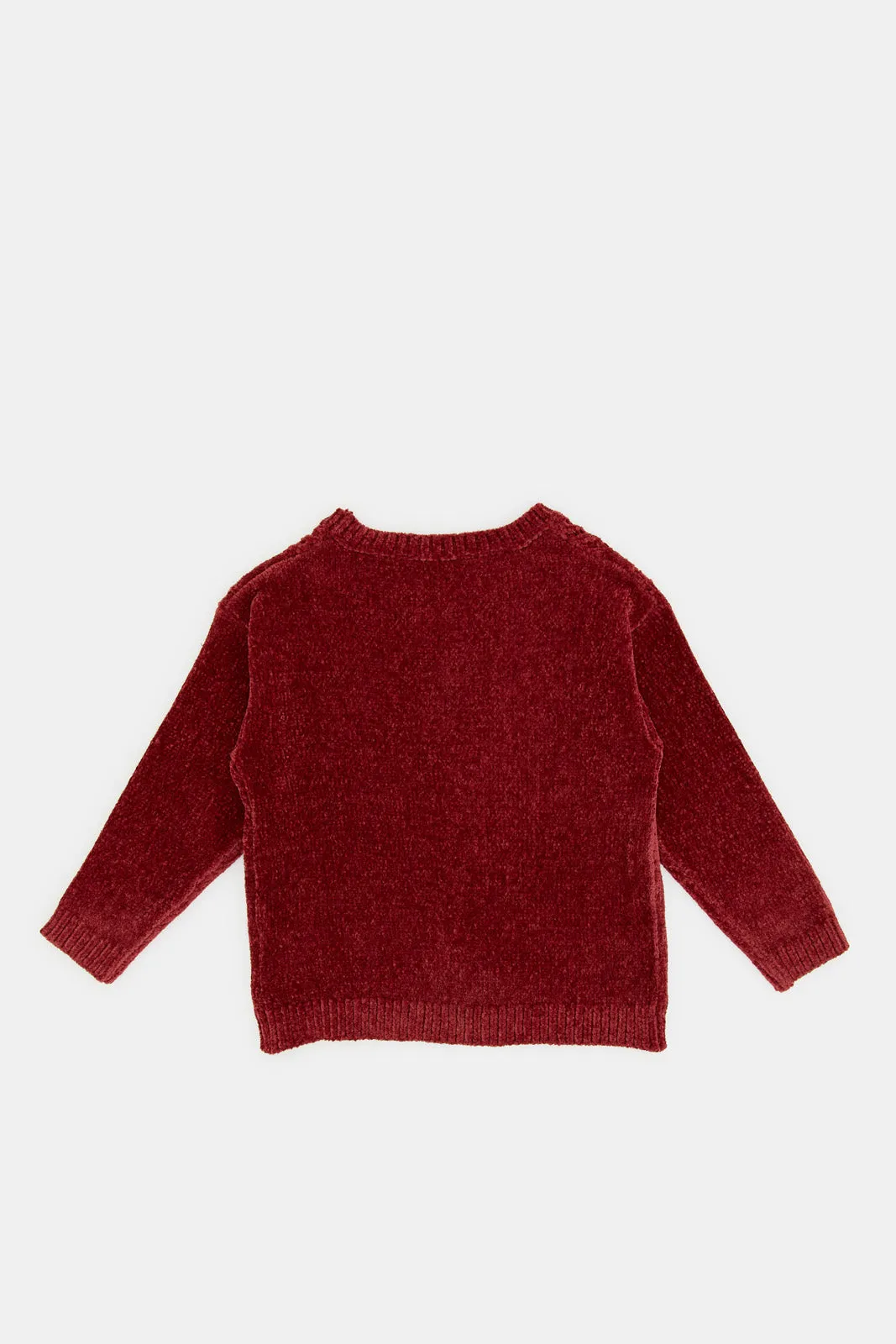 Infant Girls Burgundy Knitted Pullover