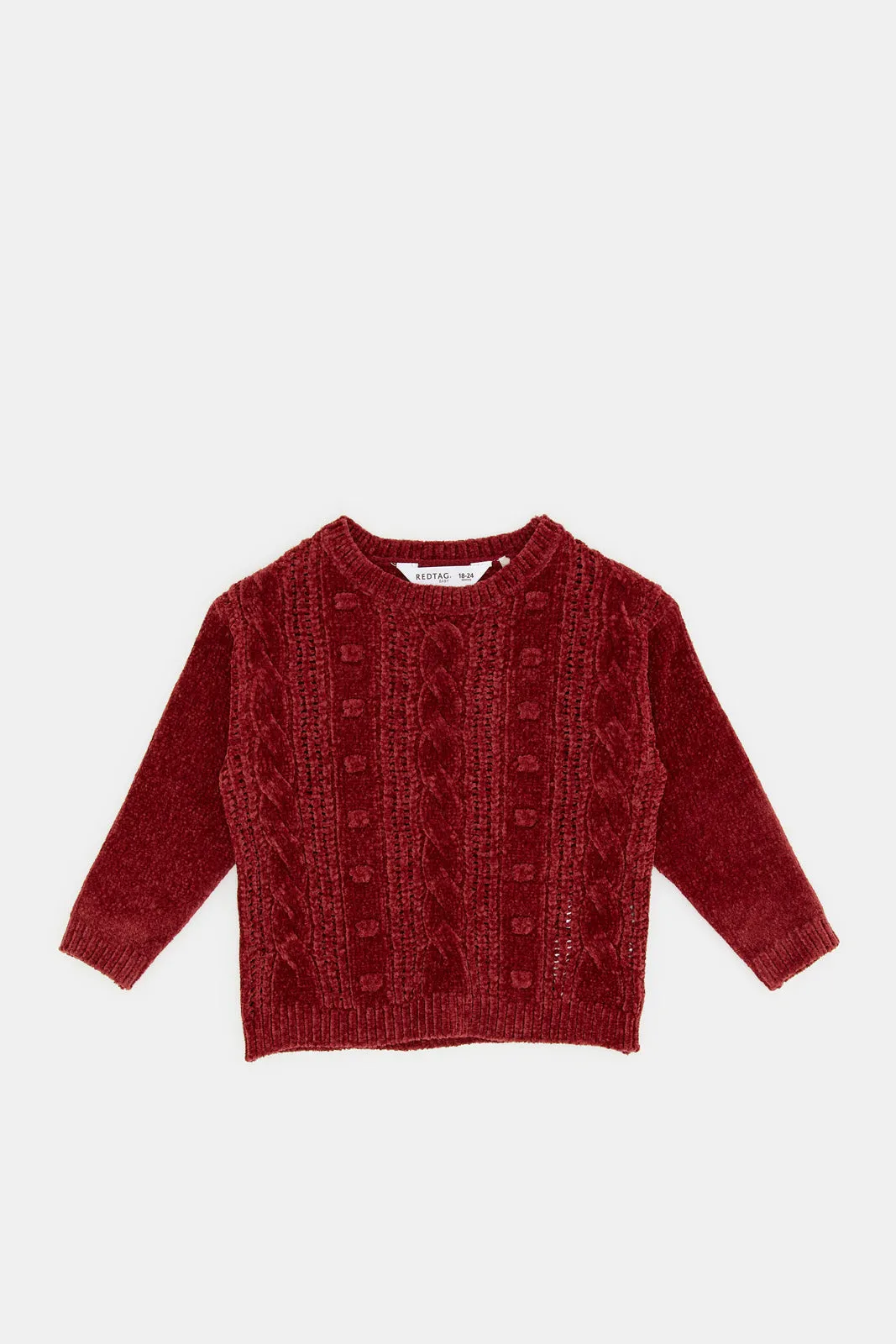 Infant Girls Burgundy Knitted Pullover