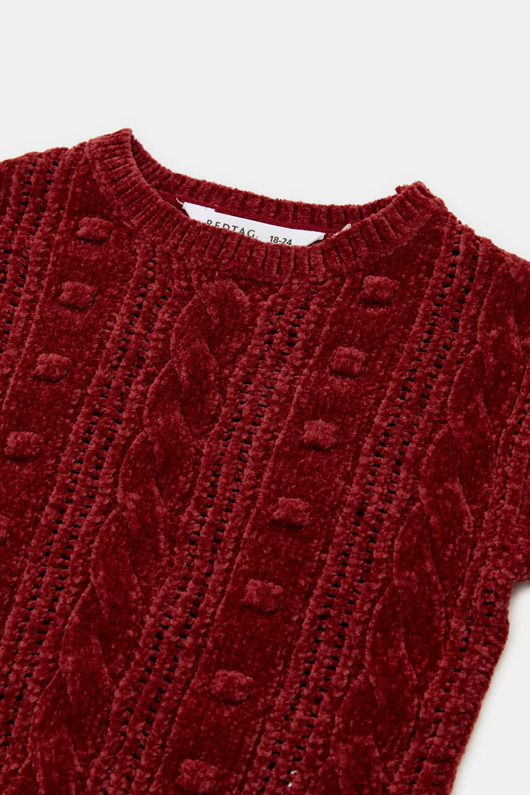 Infant Girls Burgundy Knitted Pullover