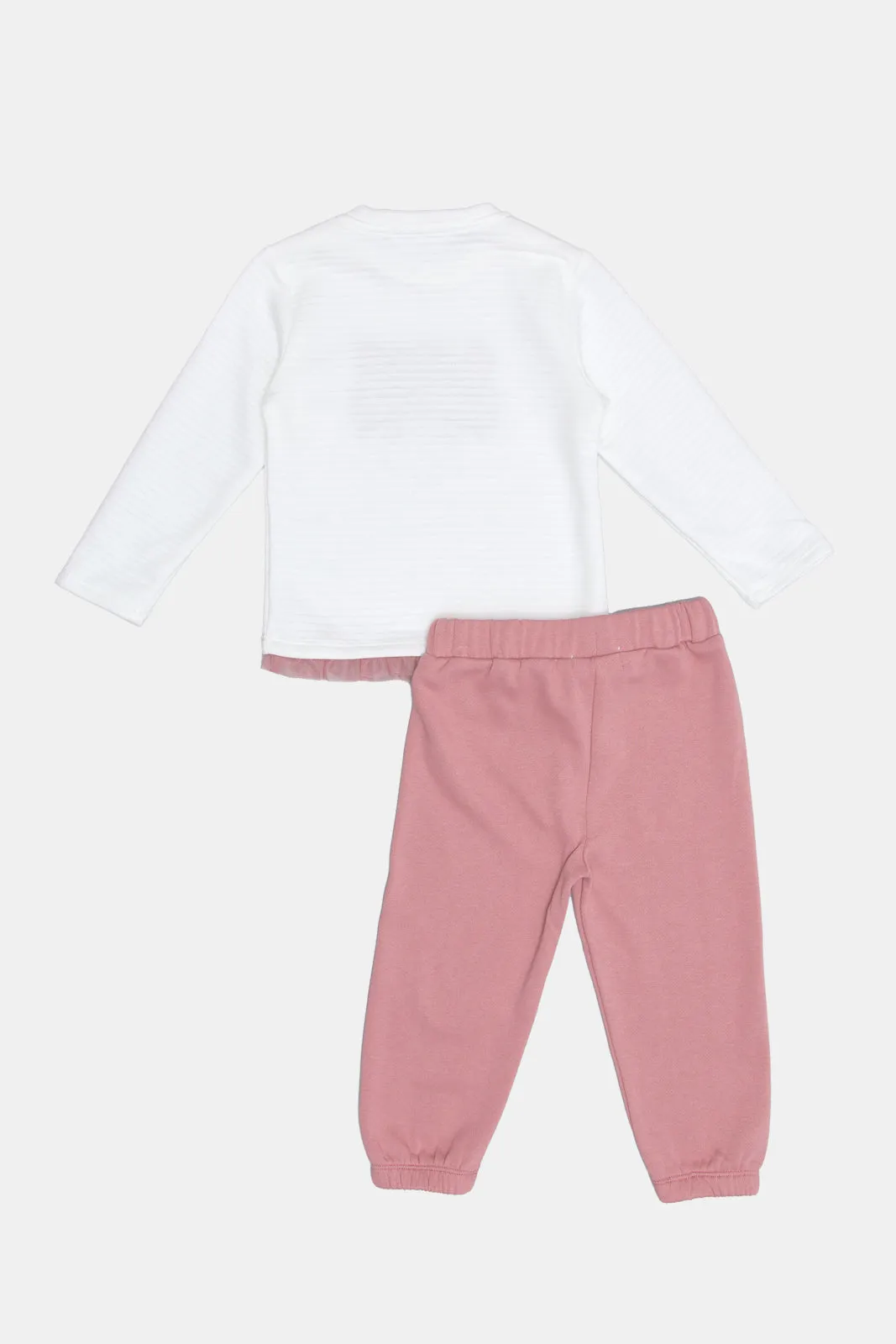 Infant Girls Ivory And Pink Embellished Set (2 Piece)