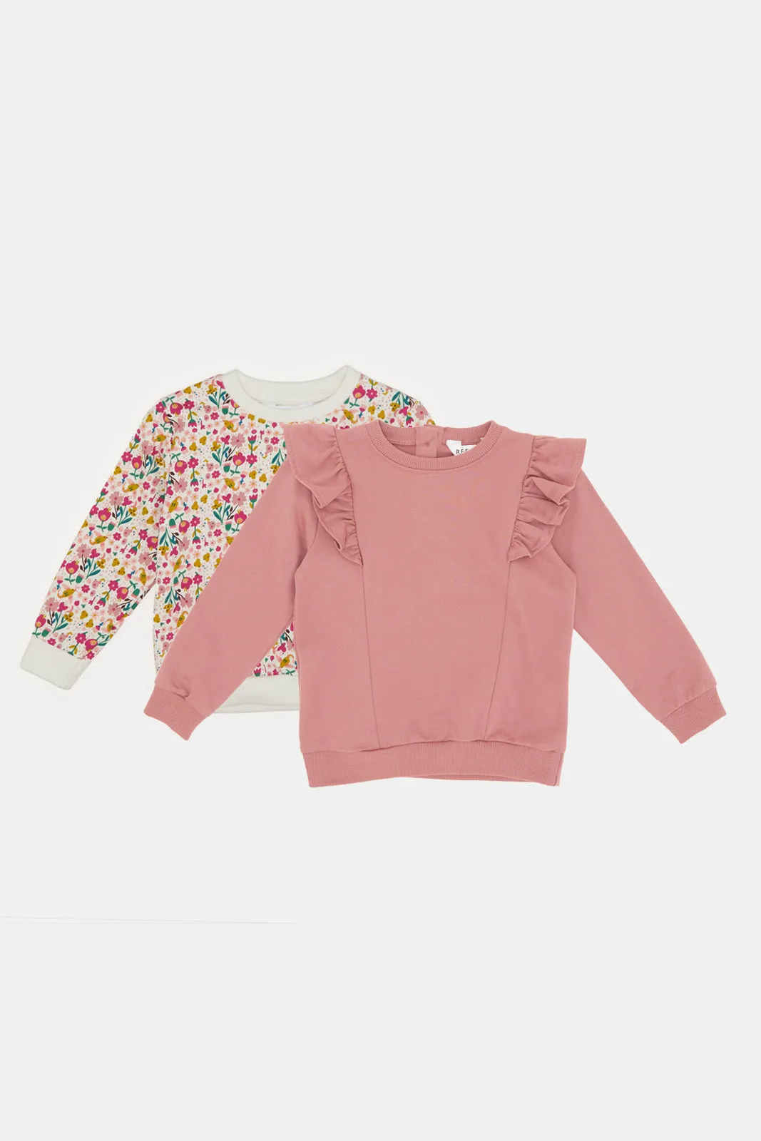 Infant Girls Ivory And Pink Sweatshirt Set (Pack of 2)