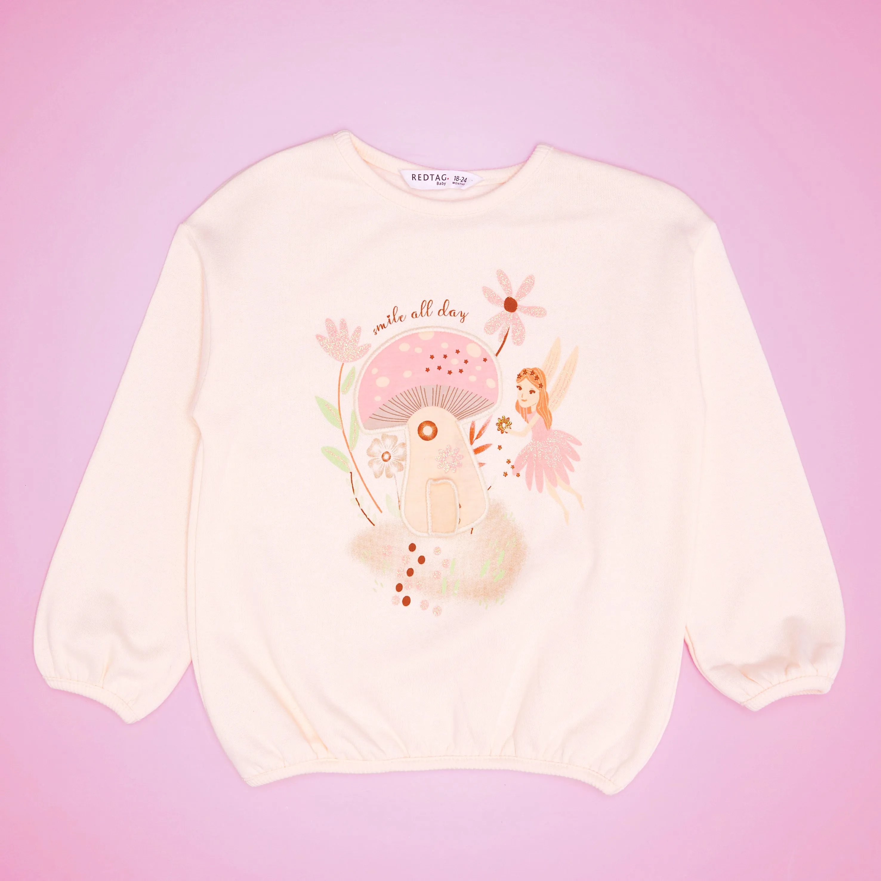 Infant Girls Ivory Mushroom Fairy Sweatshirt