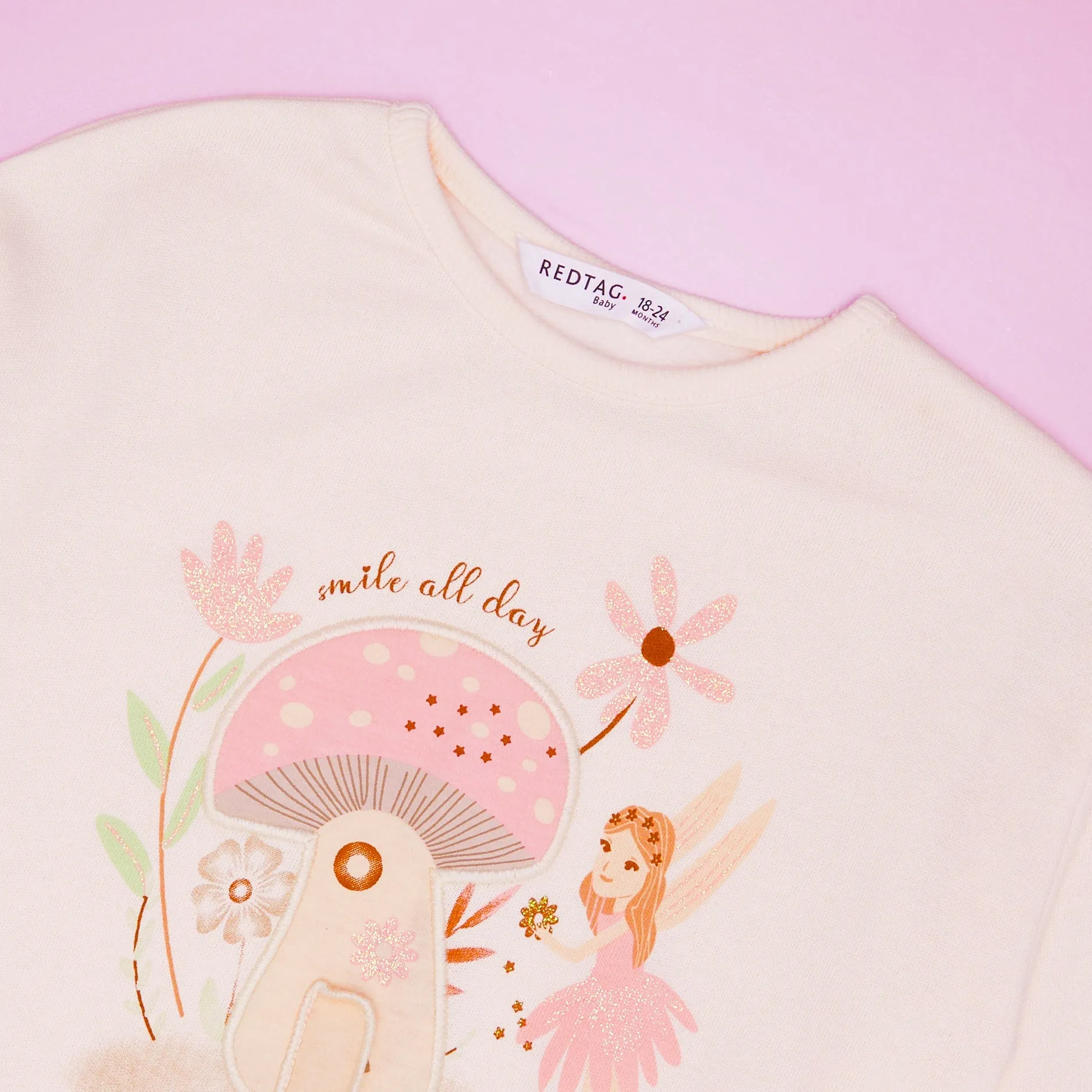 Infant Girls Ivory Mushroom Fairy Sweatshirt