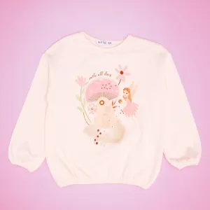 Infant Girls Ivory Mushroom Fairy Sweatshirt