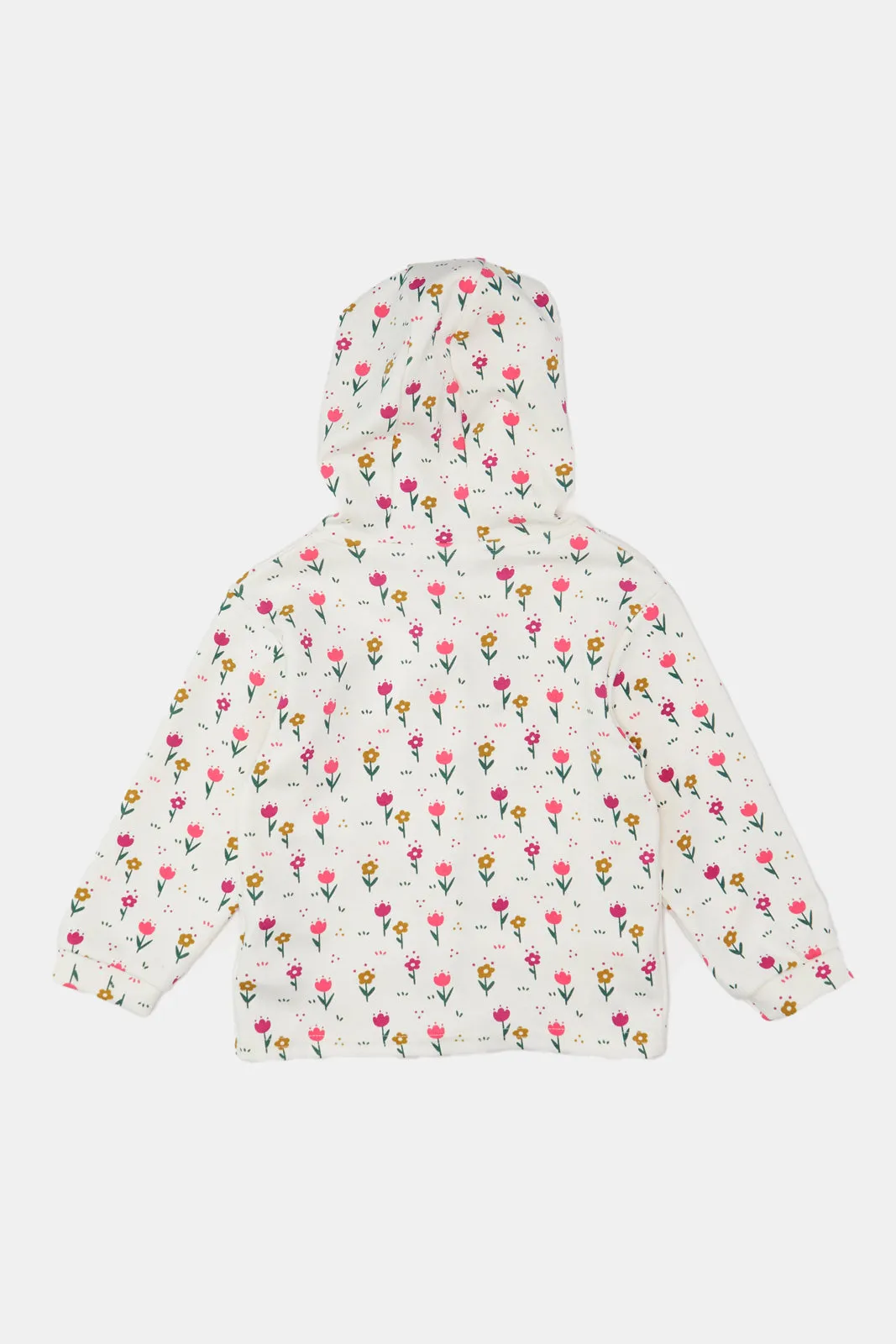 Infant Girls Ivory Printed Hooded Sweatshirt