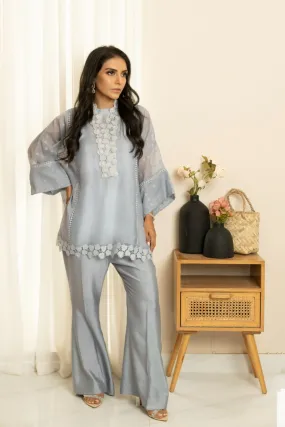 Insia Sohail - Blue Stone - cotton net - 3 Piece