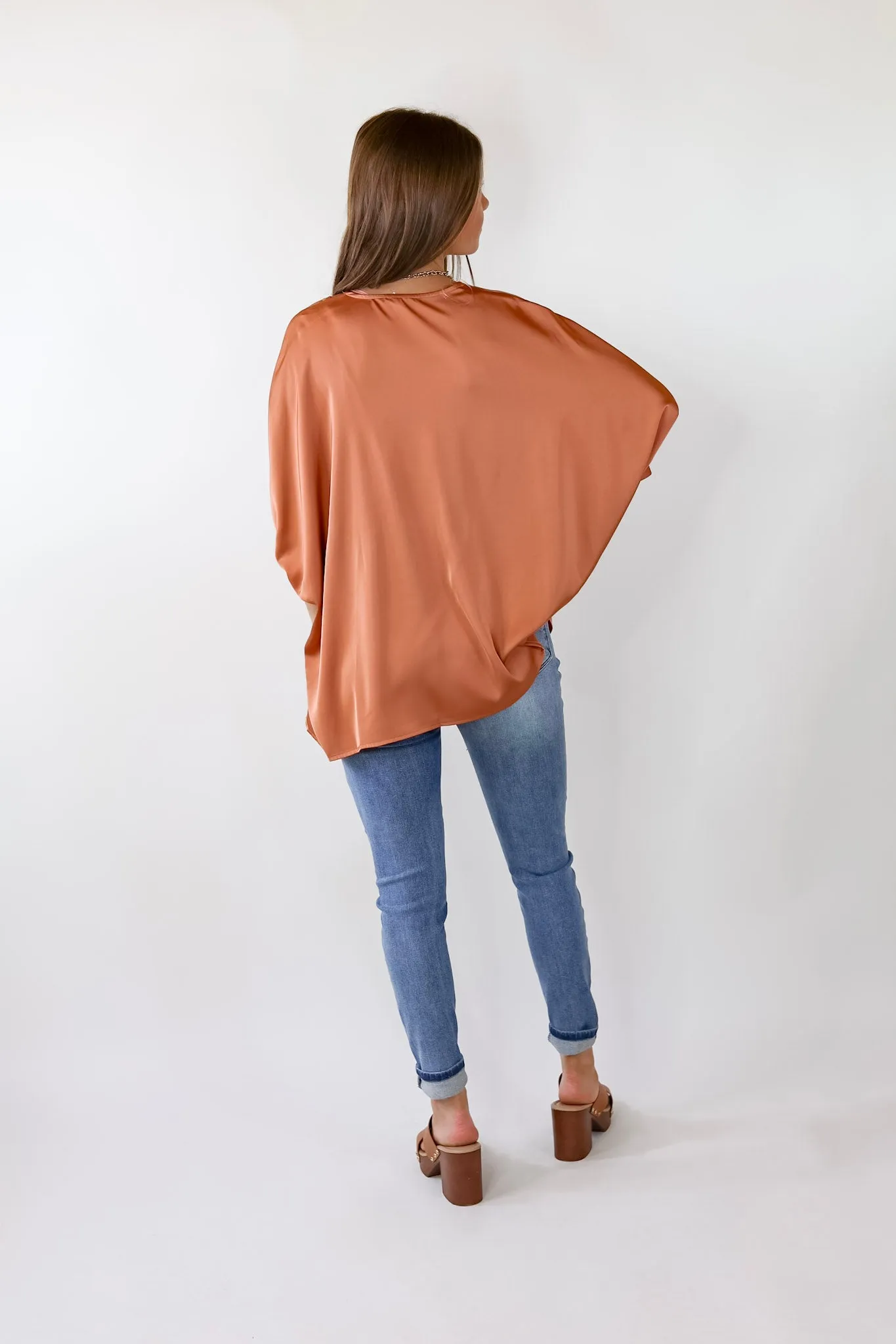 Irresistibly Chic Half Sleeve Oversized Blouse in Copper