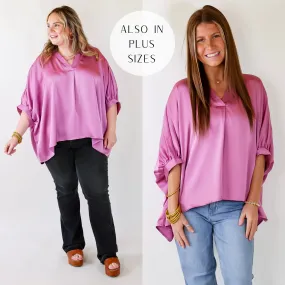 Irresistibly Chic Half Sleeve Oversized Blouse in Mauve Purple