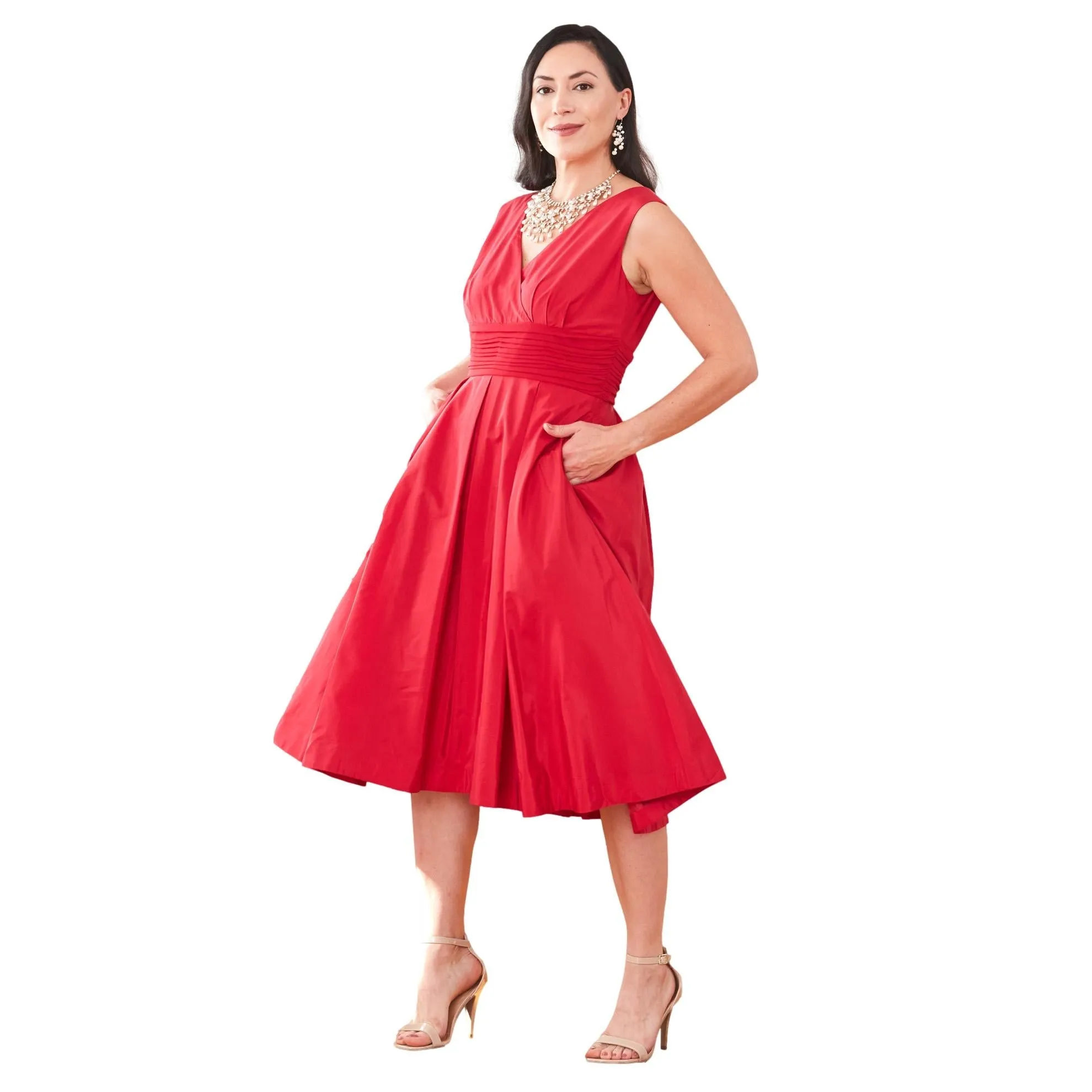 J. Peterman Women's 50's Silk Taffeta Cocktail Dress