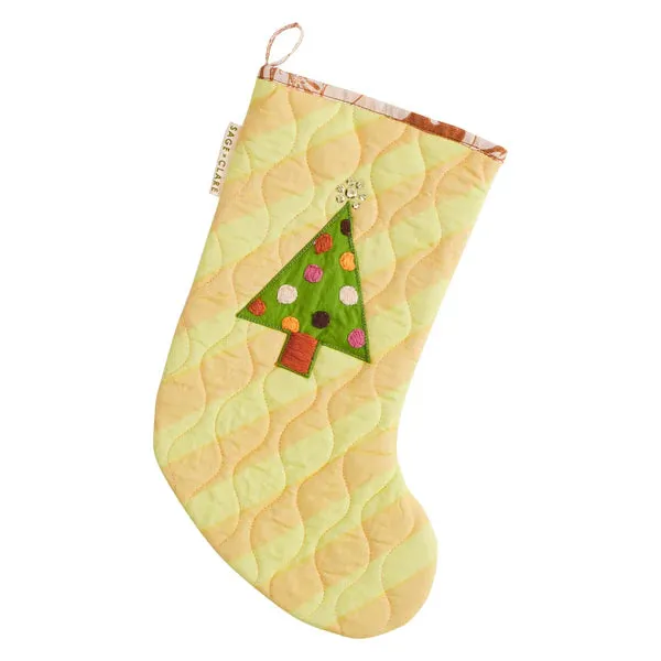 Jarita Stripe Christmas Stocking - Citron