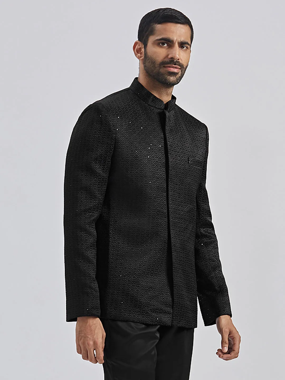 Jashvi Men's Black Silk Blend Jodhpuri