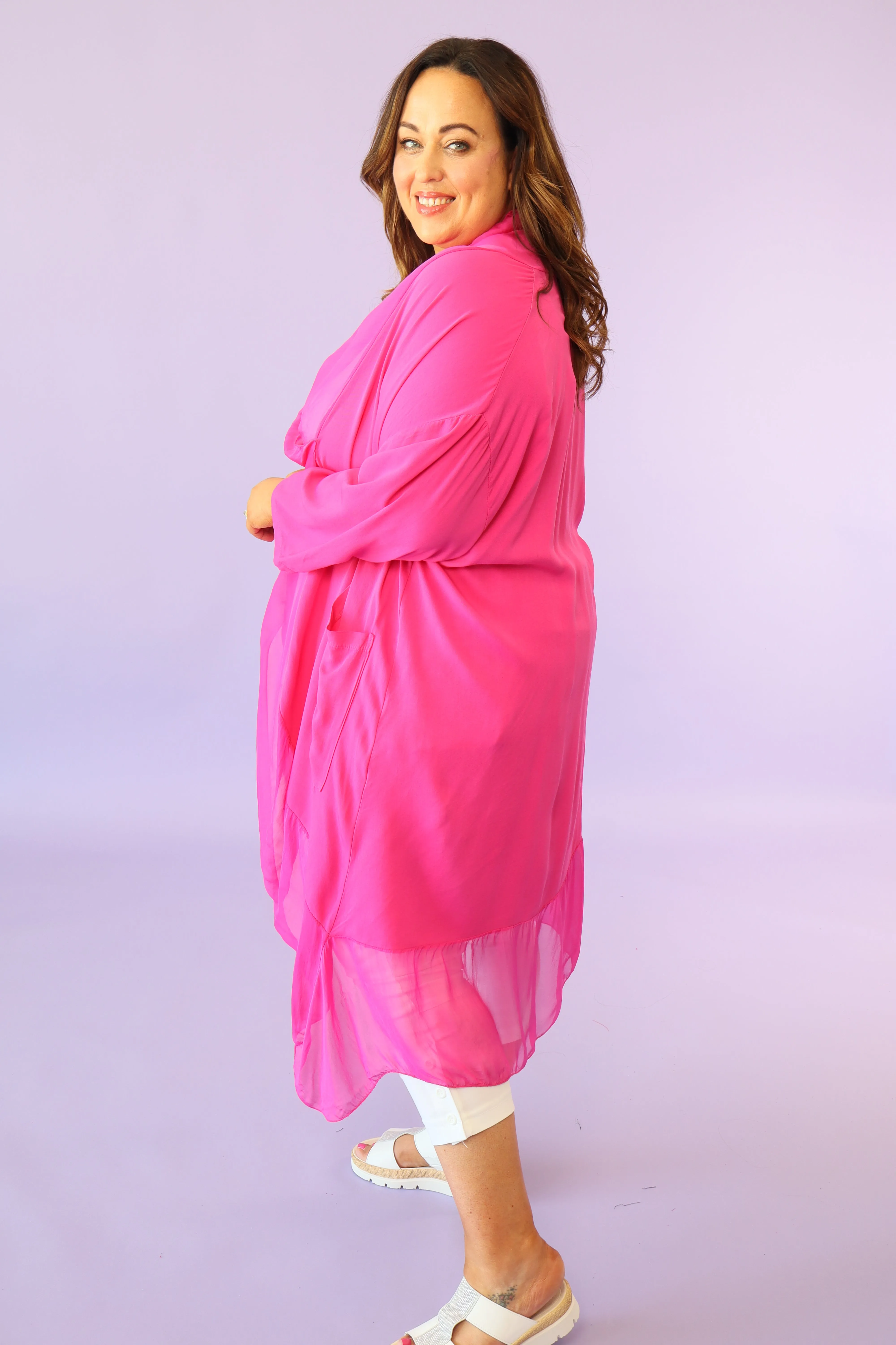 Jayla Draped Poncho in Pink