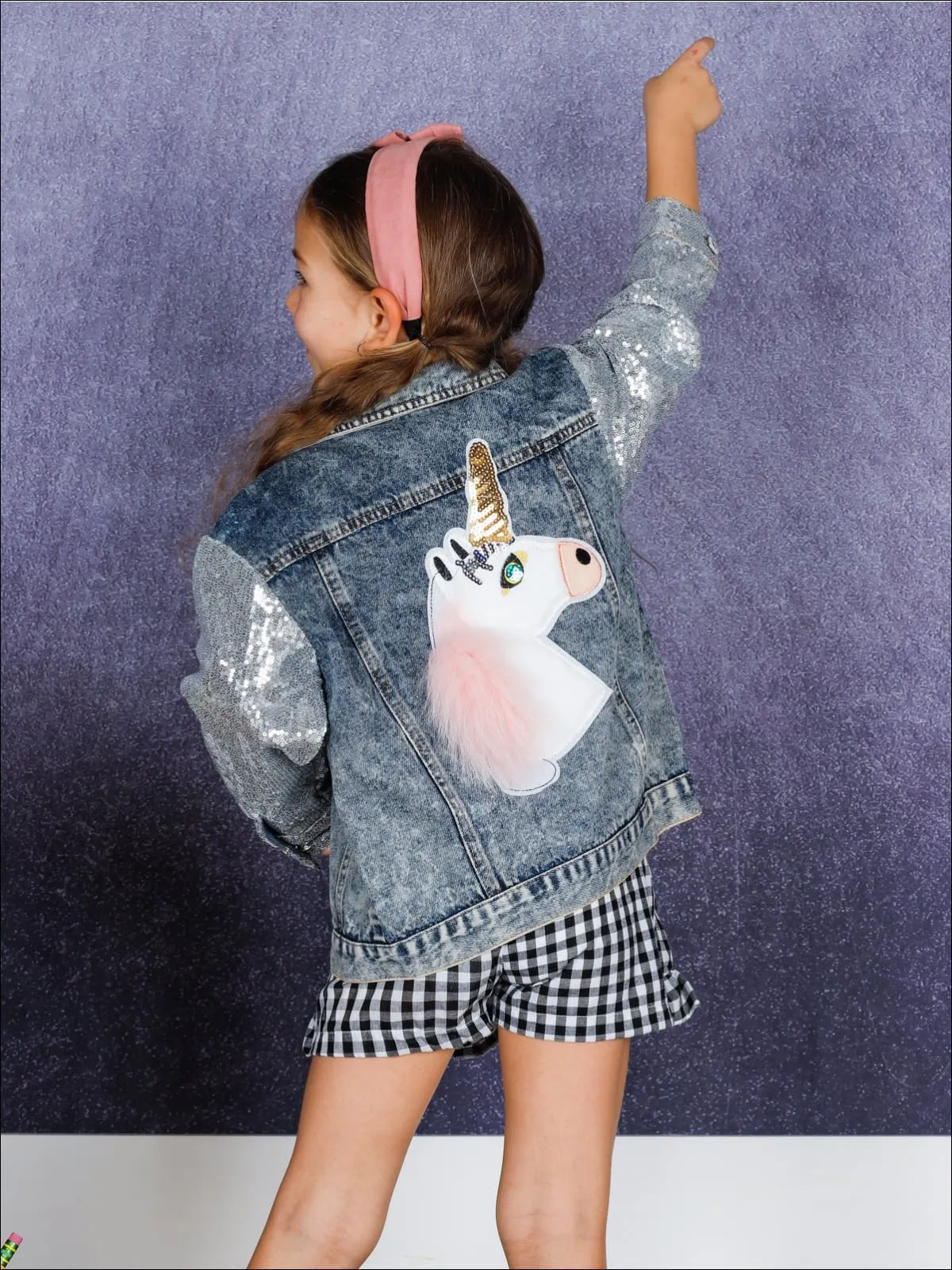 Jean Queen Unicorn Sequin Denim Jacket