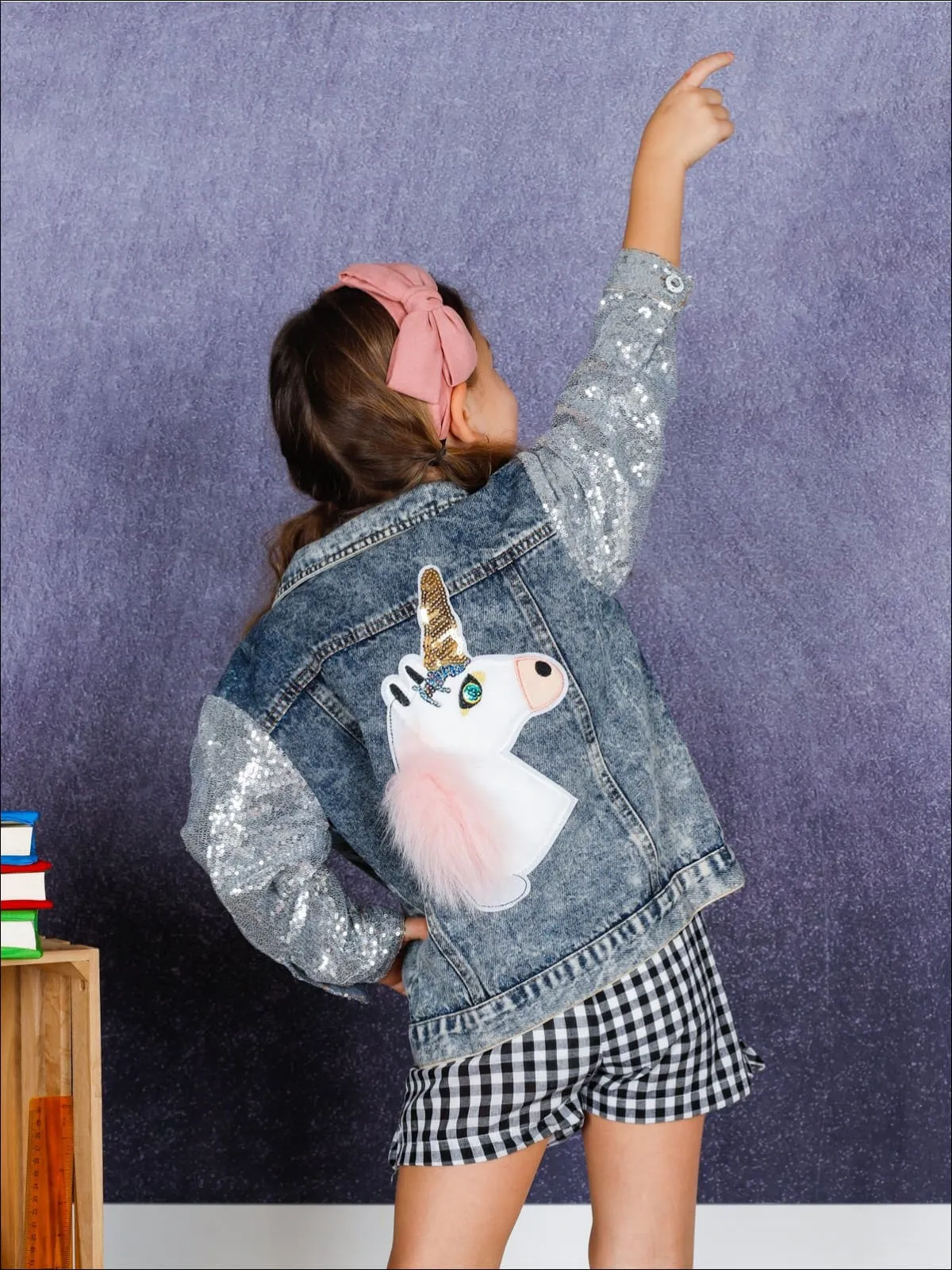 Jean Queen Unicorn Sequin Denim Jacket